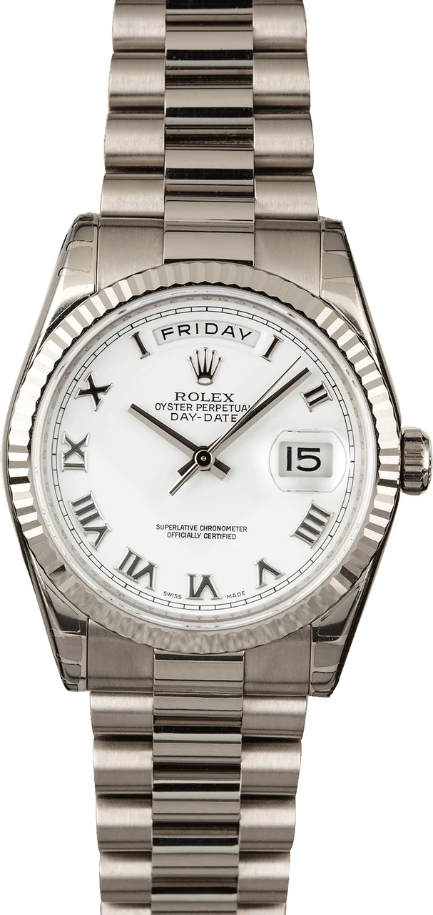 Rolex President 118239 White Roman Dial 118239WRP 36 mm kol saati