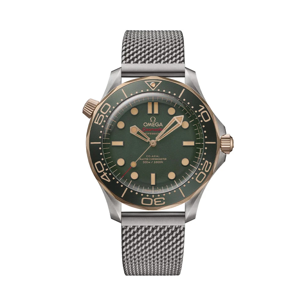 OMEGA Seamaster Diver 300M Titanium and Bronze Gold 42mm - Green on Bracelet O21090422010001 42 mm kol saati