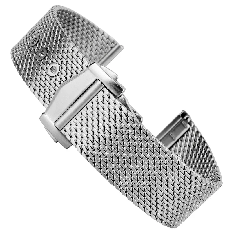 Watchdives Adjustable Mesh Watch Band Strap 18mm/20mm/22mm 20mm无logo海马网鲨带,发自制的(尖嘴扣)!!! kol saati