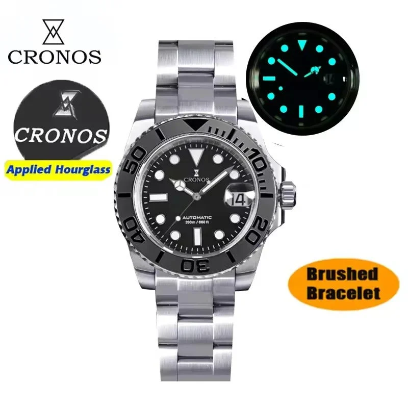 Cronos Watch Store ★Clearance Sale★Cronos stainless steel quartz men watch cronos-no-date-pt5000-sub-diver-watch-l6005-sunray-green-limited-edition 47.8 mm kol saati