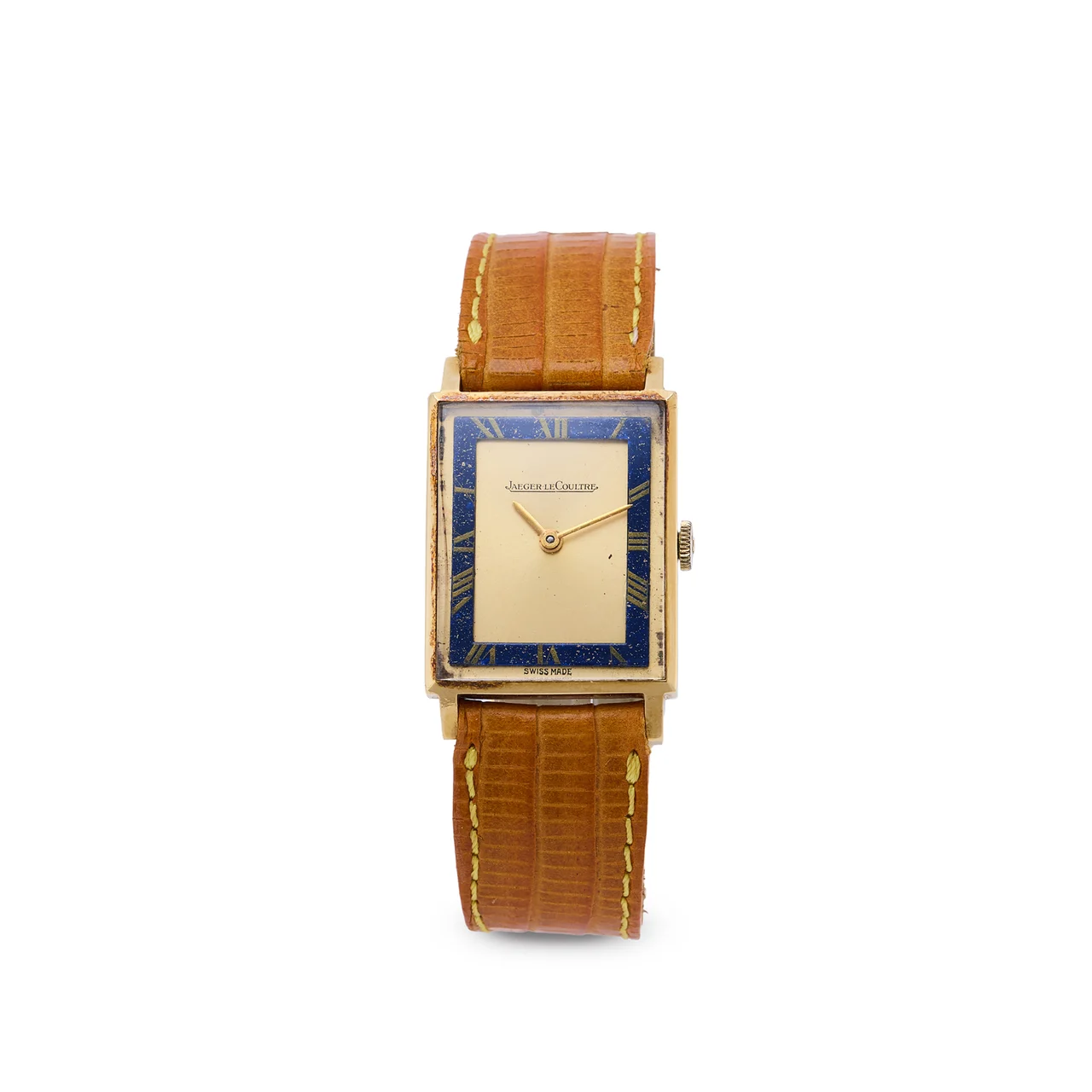 Jaeger-Lecoultre JAEGER-LECOULTRE, REF. 9009, LAPIS RAILWAY, IN GOLD AND BLUE TWO TONE DIAL, 18K YELLOW GOLD kol saati