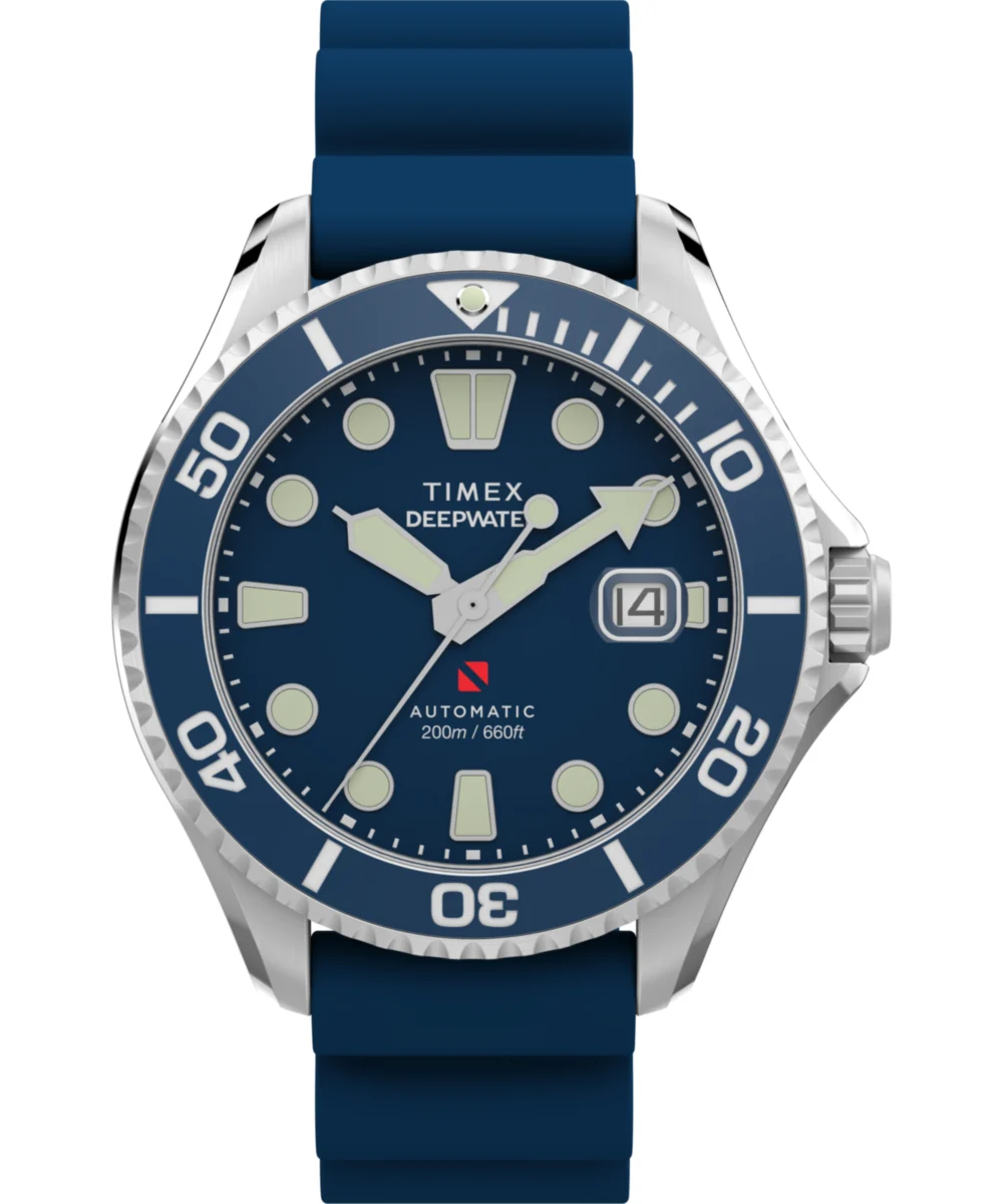 Timex Deepwater Meridian 200 Automatic 44mm HNBR Rubber Strap Watch TW2Y39900 44 mm kol saati