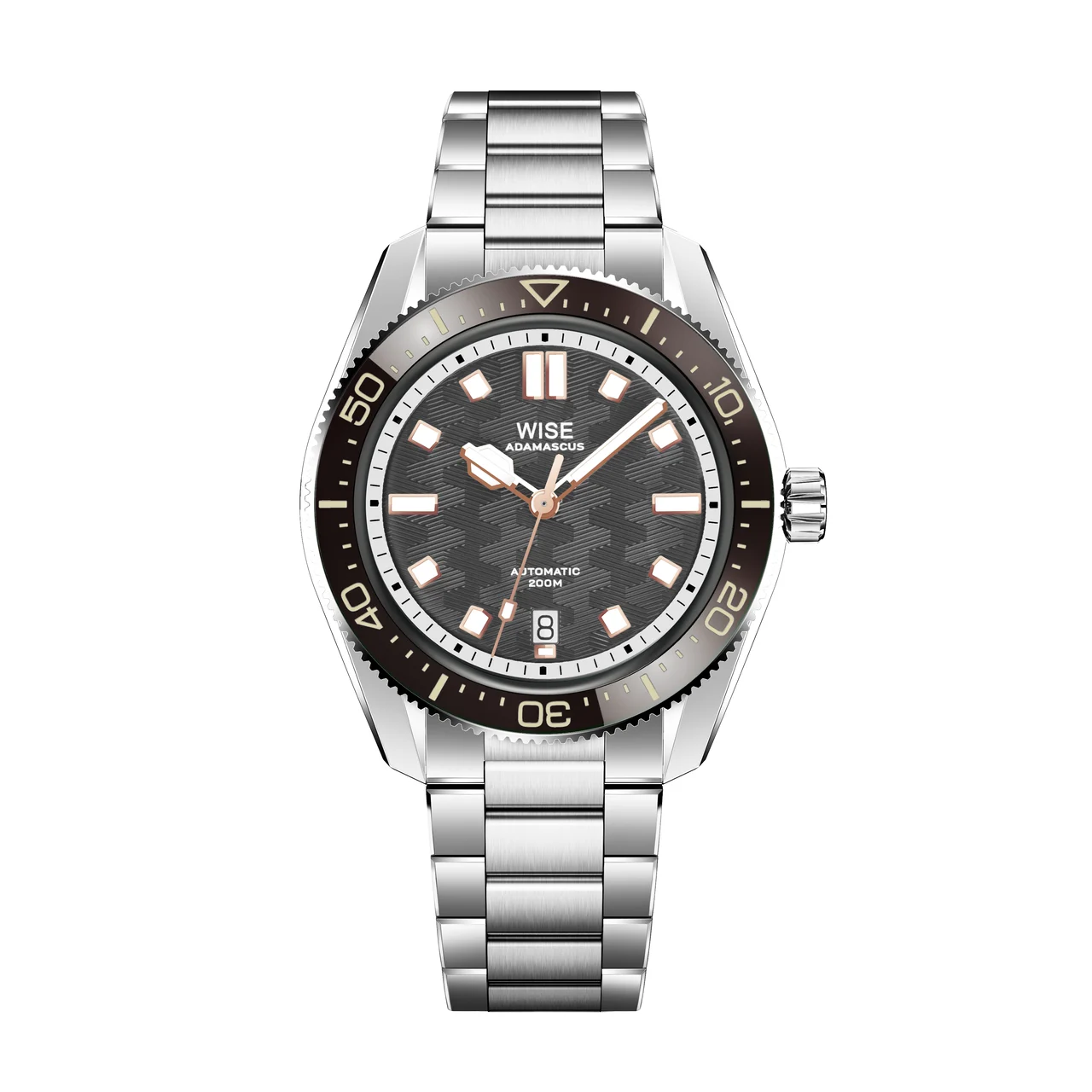 WISE ADAMASCUS AD820A-S Stainless 904L Bracelet Set 41 mm kol saati
