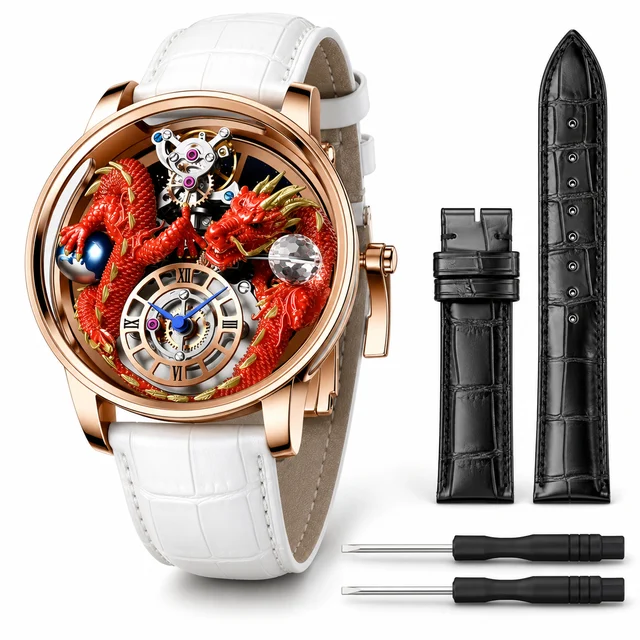 Invicta Objet D Art Dragon Edition Swiss Ronda 762 Caliber Watch - 45.5mm, White with Inte
