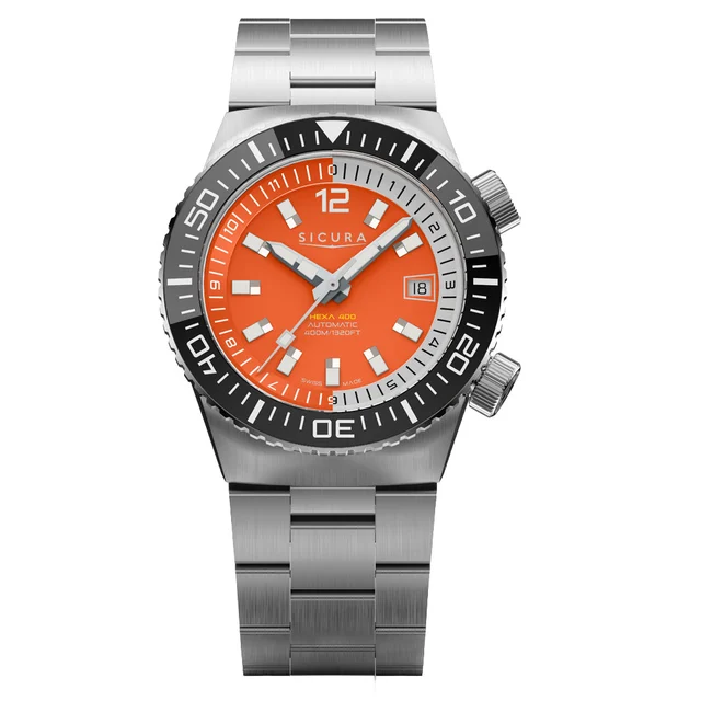 Sicura Hexa 400 Dive Watch with Orange Dial #H400.SS.A.40ATM.03.SS kol saati