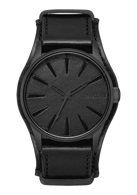 Nixon US Sentry Leather - Black / Black Album A105-3101-00 kol saati