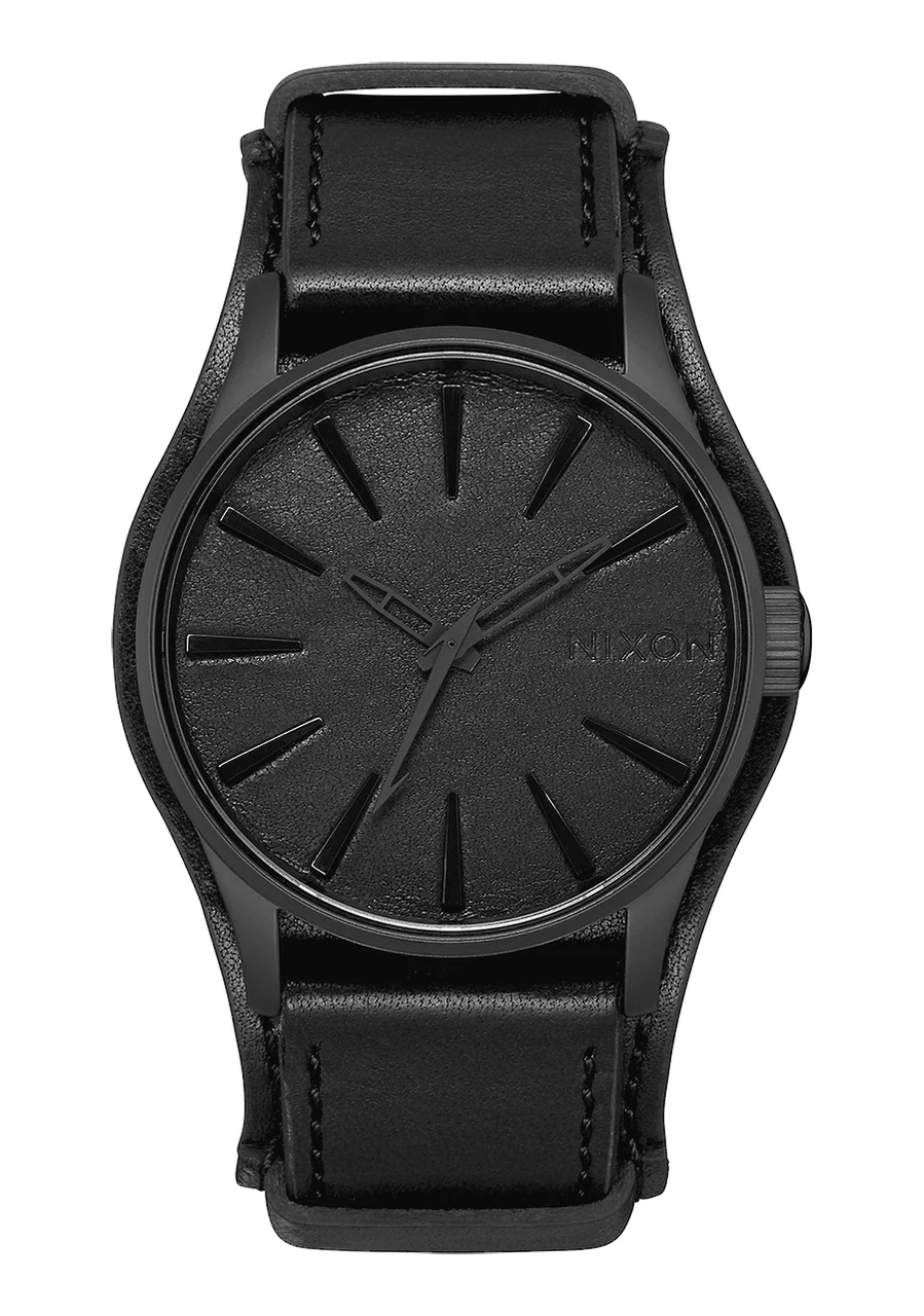 Nixon US Sentry Leather - Black / Black Album A105-3101-00 kol saati