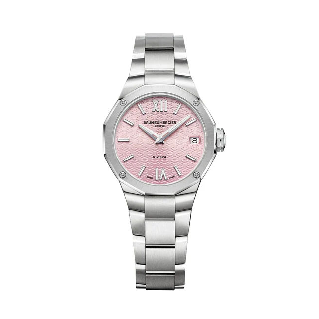 Baume Et Mercier Riviera 10812 Quartz Date 33mm - Pink on Bracelet M0A10812 kol saati