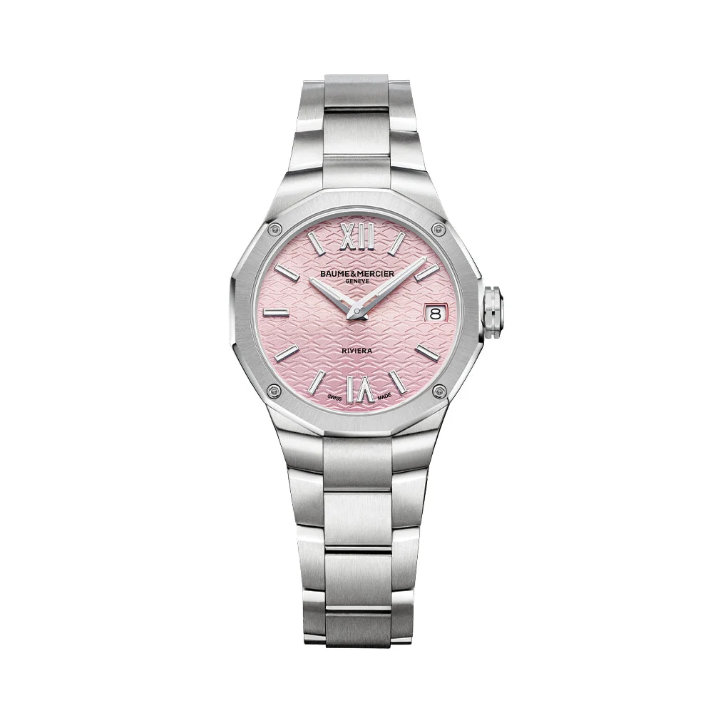 Baume Et Mercier Riviera 10812 Quartz Date 33mm - Pink on Bracelet M0A10812 33 mm kol saati