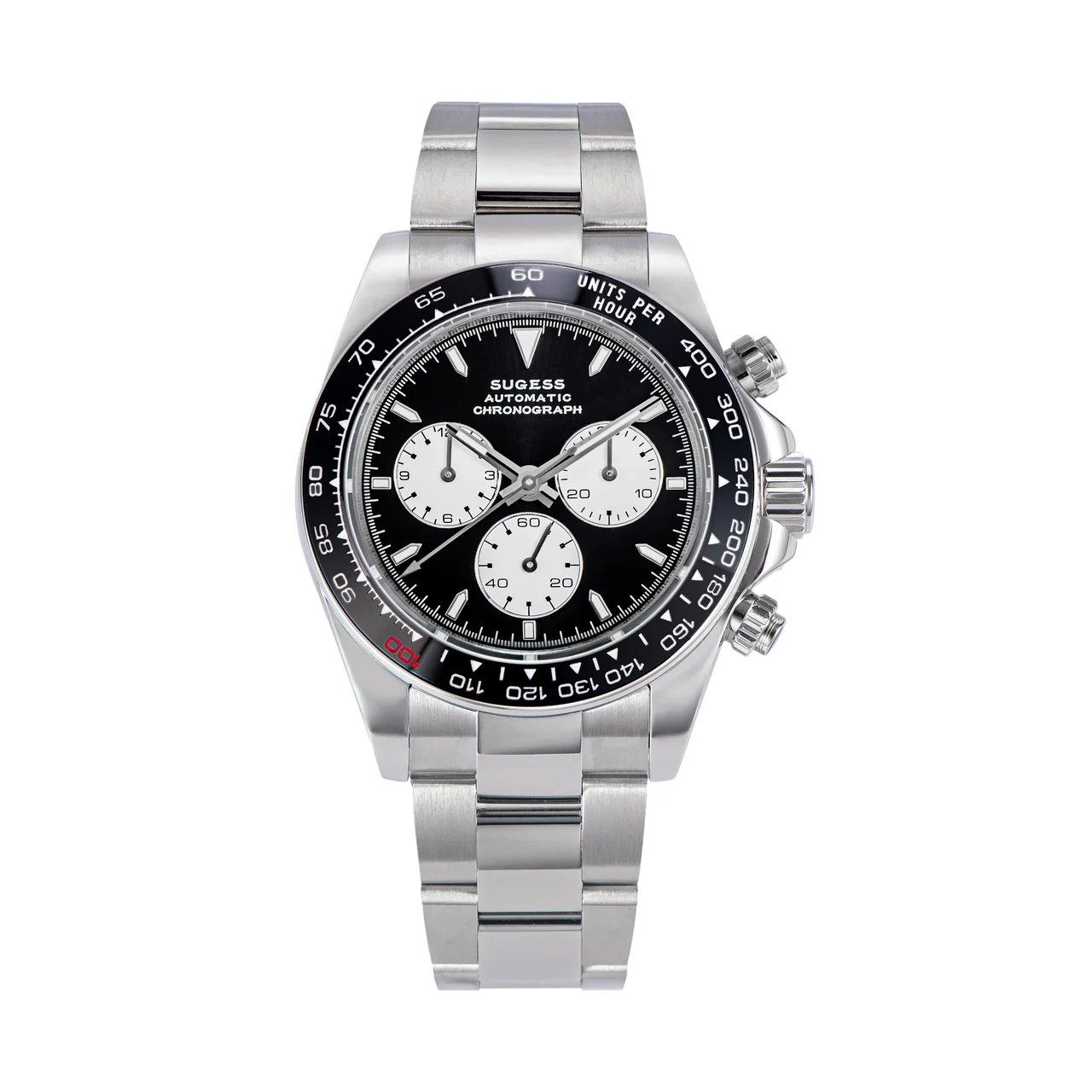 Sugess Automatic Chronograph S418-2.003 Panda Dial Ceramic Bezel Pr 39 mm kol saati