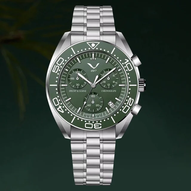 Tandorio Quartz Chronograph Watch 42MM Specht&Sohne Japan VK68 Luminous Sapphire Waterproo
