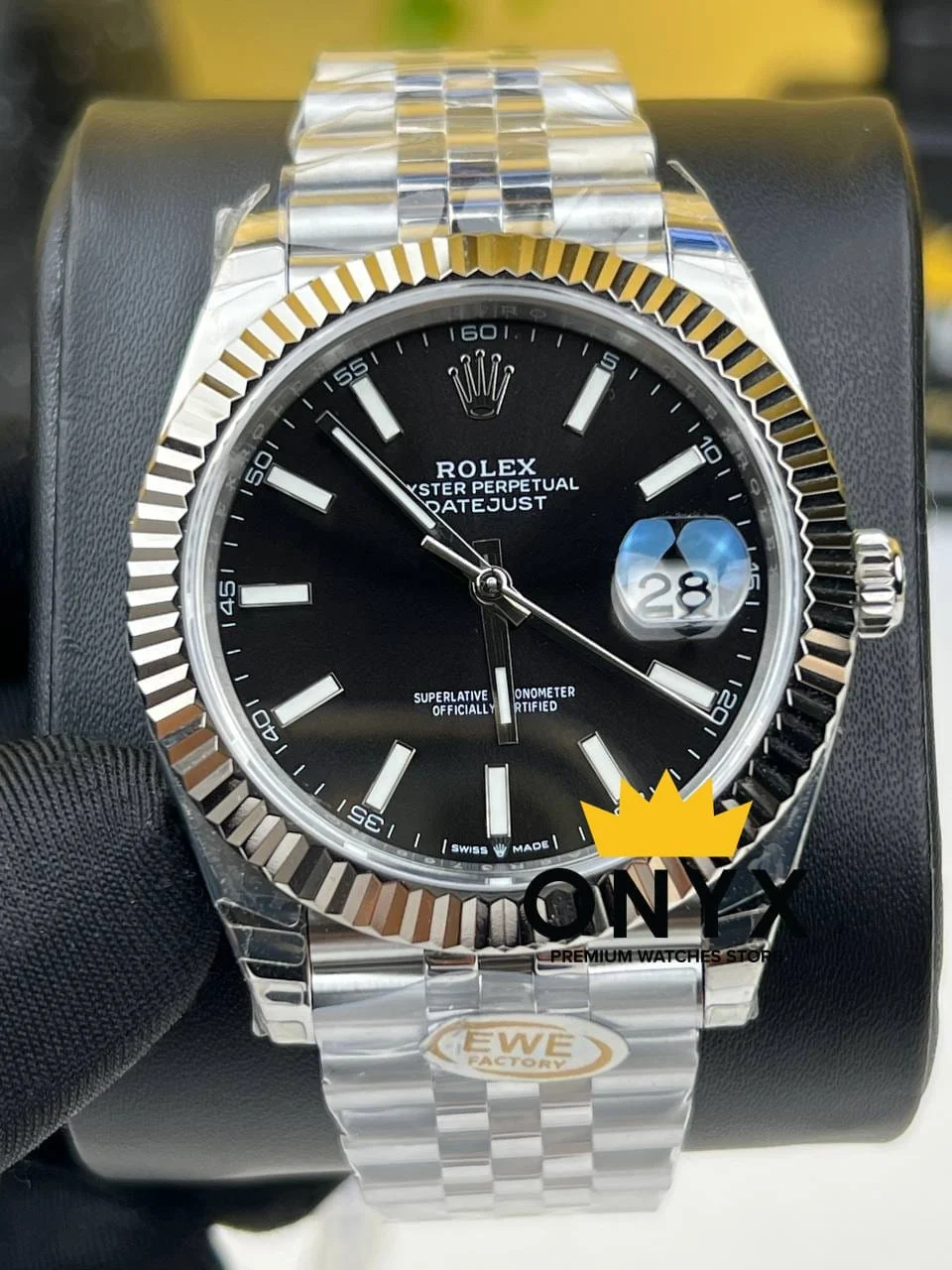 Rolex Date just 41mm Black Dial – Swiss ETA 3235 movement 41 mm kol saati
