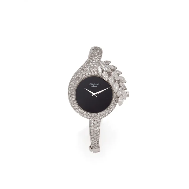 Chopard CHOPARD REF. 4009/1, JOAILLERIE ONYX DIAL WHITE GOLD AND DIAMOND SET kol saati