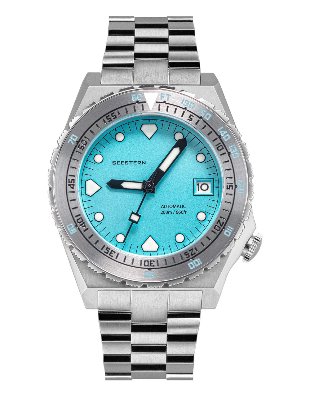 Sugess Seestern Vintage 407 600T Light Blue Dial Stainless-Steel Be 40 mm kol saati