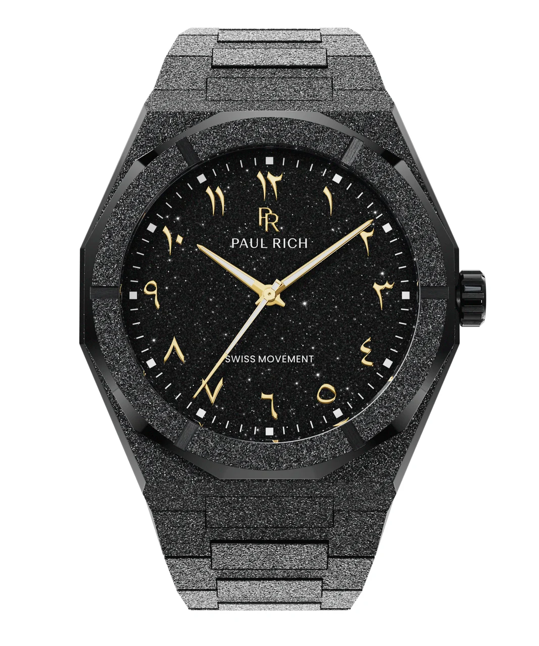 Paul Rich Frosted Star Dust II PR99IIBlackArabic - Black Gold 43 mm kol saati