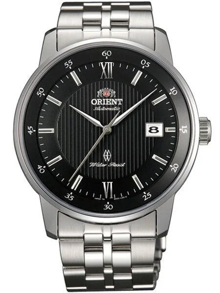 Orient Scratch and Dent - Agent Automatic Dress Watch with Pin-Stripe Black Dial and Sapph