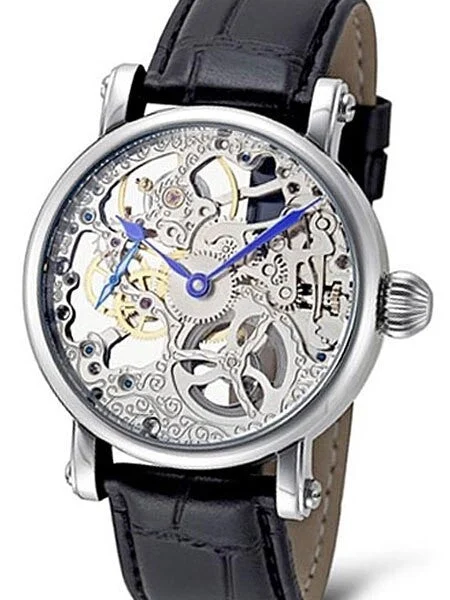 Rougois Hand Wind Decorated Skeleton Movement Watch #RMS33S kol saati