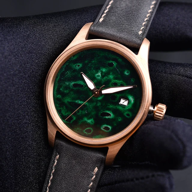 Cronos Watch Store HUASUO 38mm Luxury Bronze Lacquerware Dail Pilot Watch huasuo-38mm-luxu