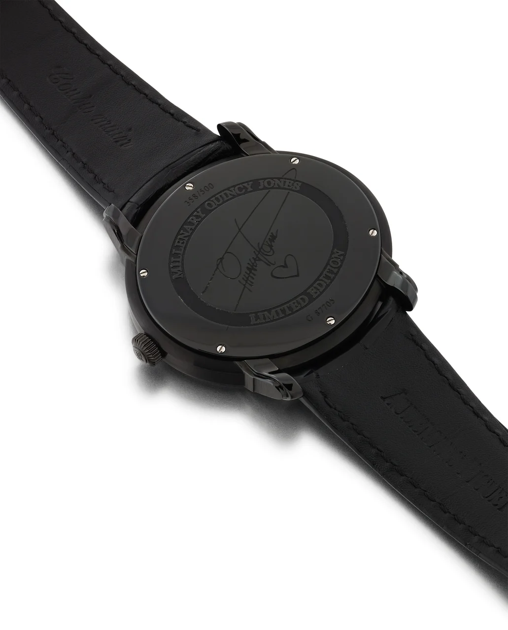 Audemars Piguet Ref. 15161, self-winding, large centre-seconds, date, black dial; “Millenary Quincy Jones”; limited edition of 500 pieces; blackened stainless steel kol saati