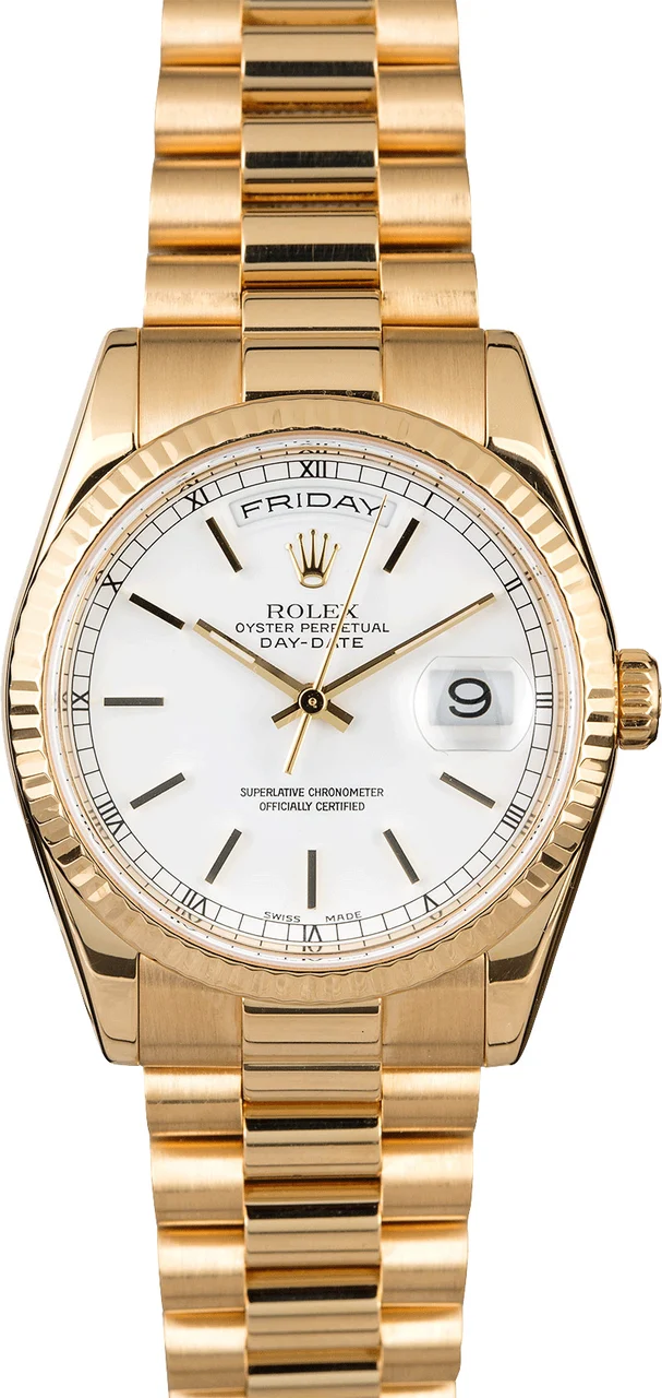 Rolex President 118238 White Index Dial 118238WSP 36 mm kol saati