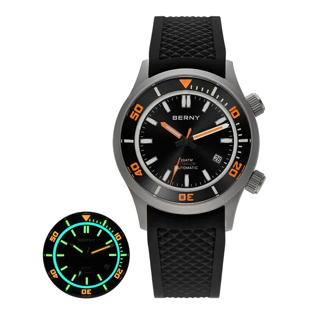 BERNY Men Automatic Titanium Diver Watch-AMT149M AMT149M-A kol saati