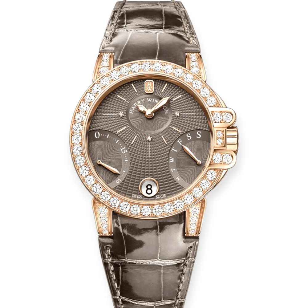Harry Winston Ocean Biretrograde Rose Gold 36 Pre-Owned Harry Winston Ocean Lady Biretrograde Rose Gold 36 36 mm kol saati