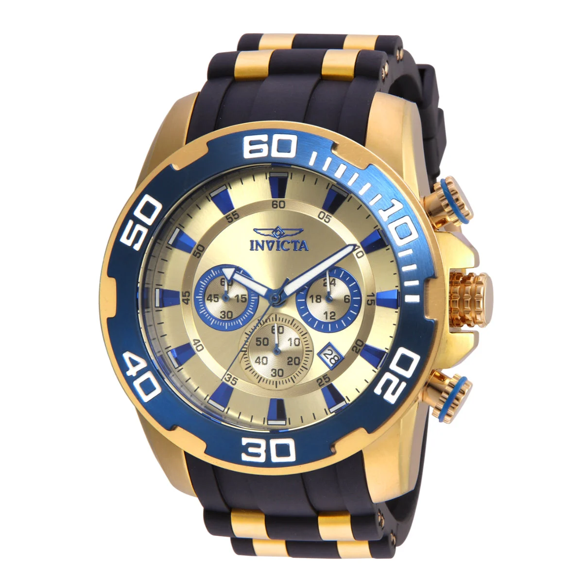 Invicta Pro Diver SCUBA Watch - 50mm, Gold, Black (ZG-22343) 50 mm kol saati