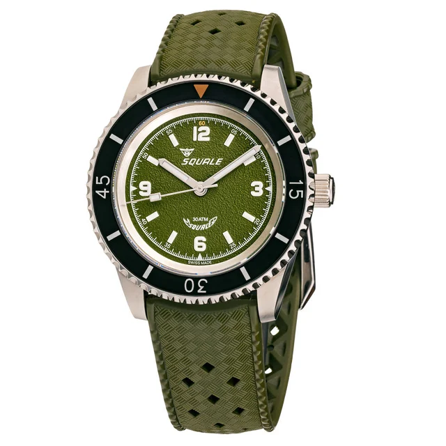 Squale Montauk 300 Meter Swiss Made Automatic Dive Watch with Green Sand Dial #MTK-14 kol