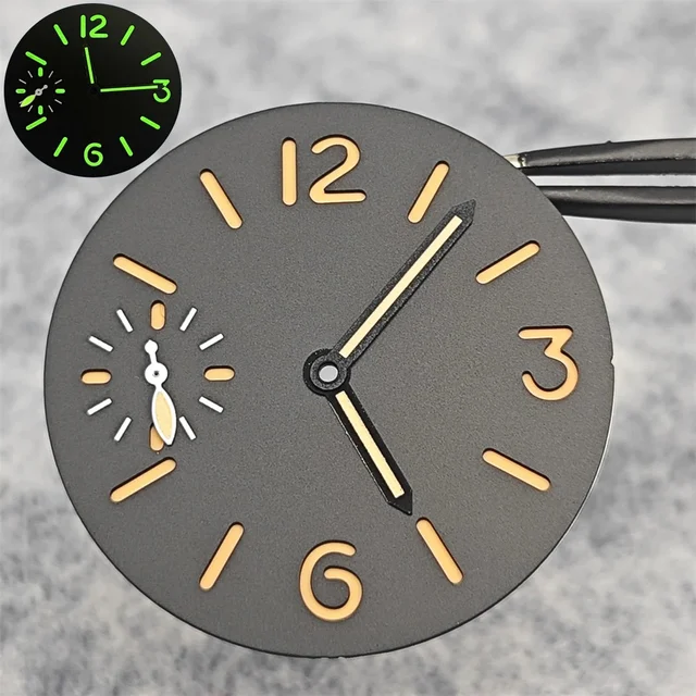Tandorio Watch Dial Face Insert Parts with Watch Hands for ETA6497/ ST3600 Movement Watch