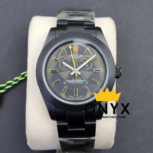Rolex Milgauss Rolex MILGAUSS Full Black, Automatic Japanese 2813 movement kol saati