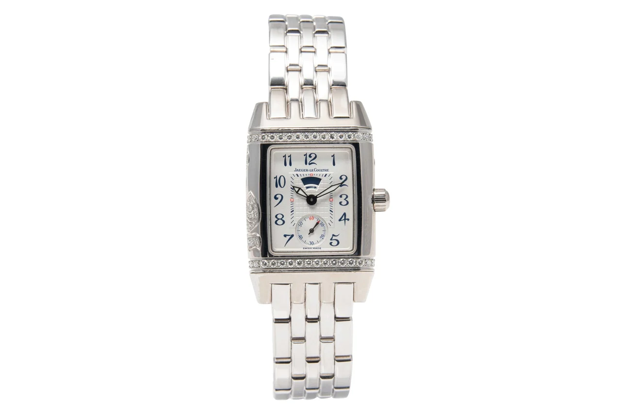 Jaeger-Lecoultre JAEGER-LECOULTRE, REF. 296.3.74, REVERSO GRANDE SPORT DUETTO NIGHT AND DAY, DIAMONDS AND WHITE GOLD kol saati