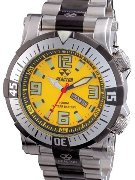 Reactor Poseidon SS 1000 Meter Dive Watch with SuperLuminova Illumination and Stainless St