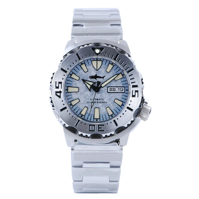 Heimdallr Sharkey Ocean Monster Watch V2鬼牙-霜蓝-黑针645 41.6 mm kol saati