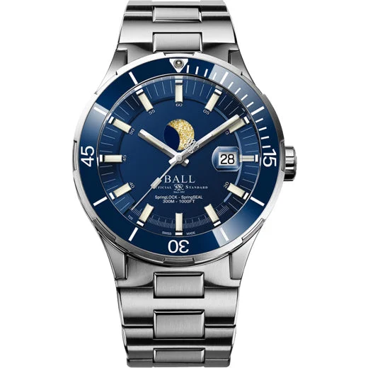 Ball Roadmaster Challenger Moonphase 40mm Blue Dial on Bracelet DM3130B-S13J-BE kol saati