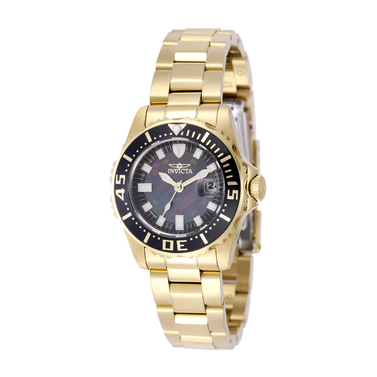 Invicta Pro Diver Swiss Ronda 585 Caliber Watch w/ Mother of Pearl Dial - 30mm, Gold (ZG-2962) 30 mm kol saati