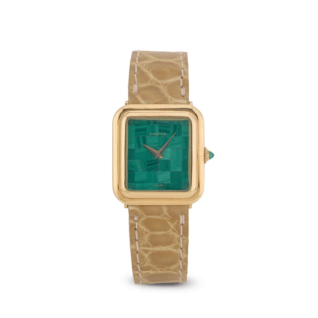 Cartier CARTIER, REF. 1634, TANK, MALACHITE, 18K YELLOW GOLD kol saati