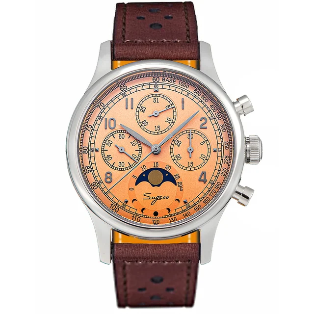 Sugess MoonPhase Master S389-2 Salmon Dial Swan Neck Regulator Raci kol saati