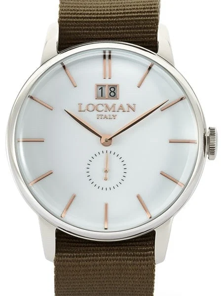 Locman Collection Big Date Quartz Dress Watch with 41mm Case #0252V08-00WHRGNG 41 mm kol saati