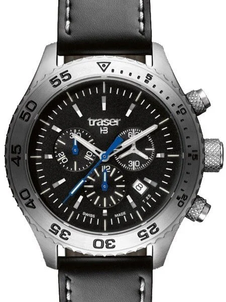Traser Swiss Made Aurora Chronograph Watch with 46mm SS Case #106832 kol saati