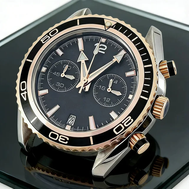 Tandorio big VK64 quartz movement 2 eyes 5ATM 316L stainless steel multi-function watch Mi