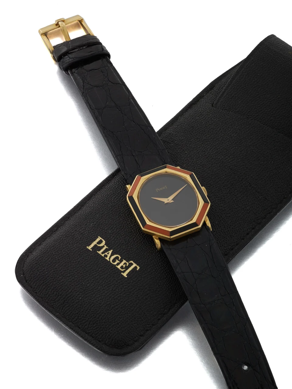 Piaget PIAGET, REF. 9341, ONYX AND CORAL, YELLOW GOLD kol saati