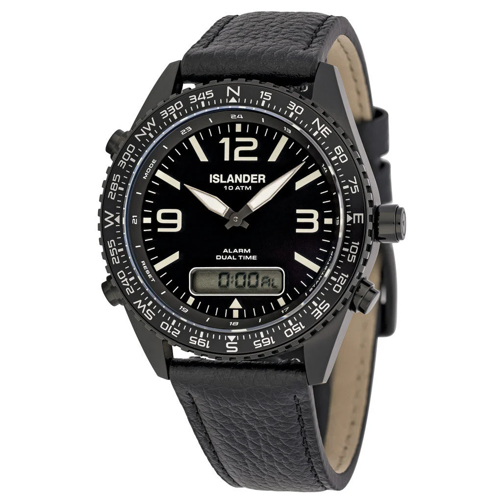 Islander Rocky Point PVD Analog-Digital Watch with Black Dial #ISL-331 kol saati