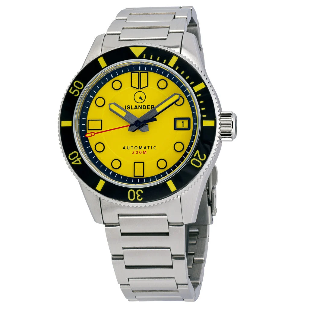 Islander "Bumble-Bee" Bayport 40mm Automatic Dive Watch with Yellow Dial #ISL-172 40 mm kol saati