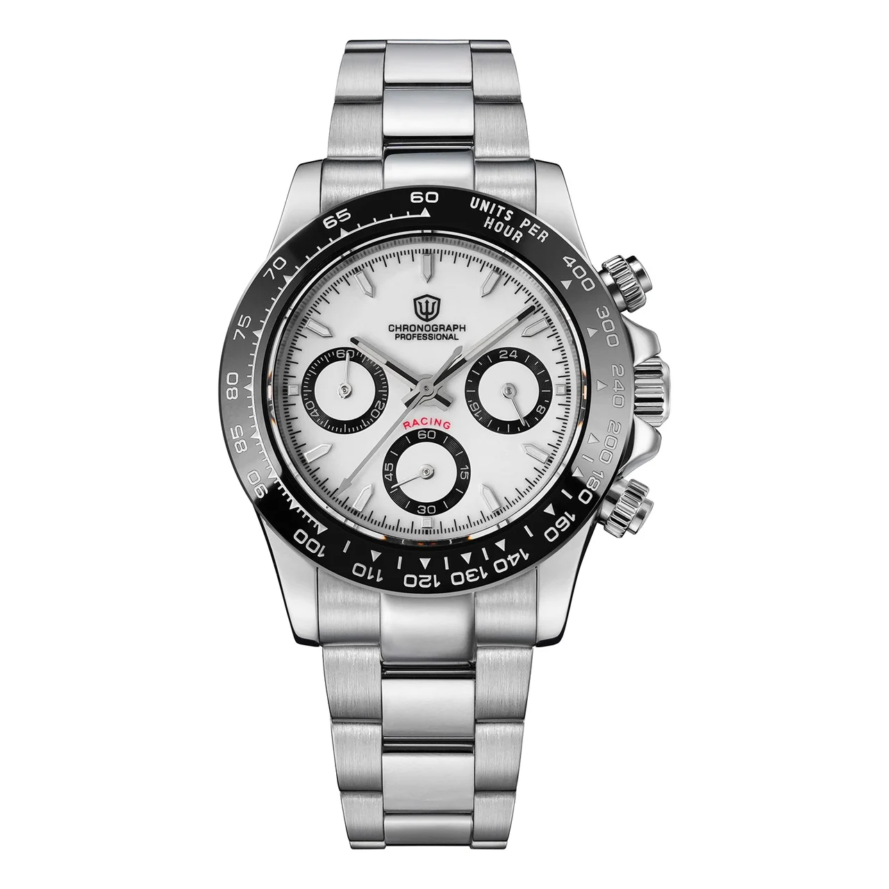 Watchdives Chronograph Watch V2 Wd16500-V2-迪同拿-白面黑圈-三盘-三株钢带 38 mm kol saati