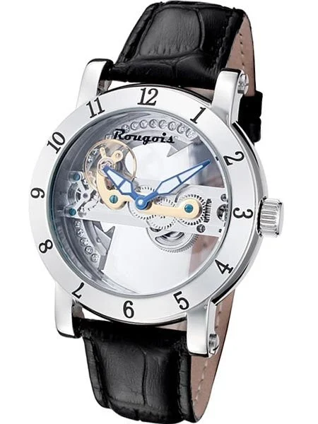 Rougois Bridge Mechanical Automatic Watch w/Blue Hands SK2308 kol saati