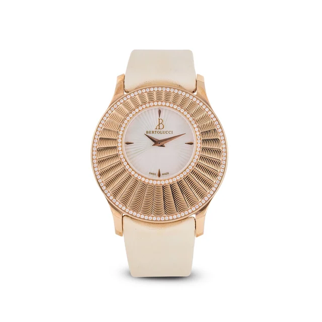 Bertolucci BERTOLUCCI, REF. 723.50.67.3.301.R00, STRIA, DIAMONDS AND MOP, NOS, 18K PINK GO