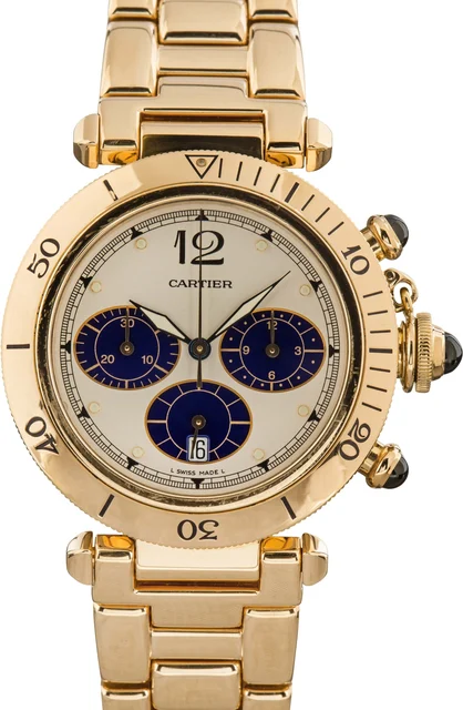 Cartier Pasha 38 Chronograph Yellow Gold W3000951 kol saati