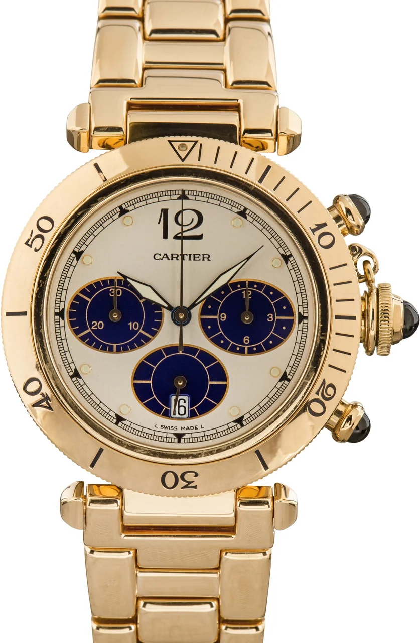 Cartier Pasha 38 Chronograph Yellow Gold W3000951 kol saati