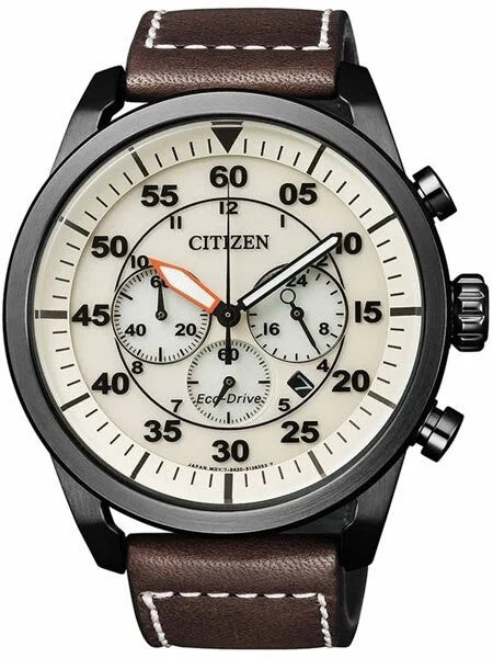 Citizen Eco-drive Chronograph Watch with 24-hour Sub-Dial #CA4215-04W 45 mm kol saati