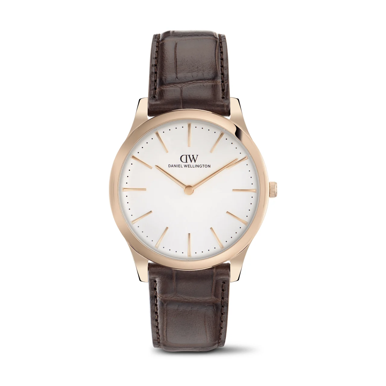 DANIEL WELLINGTON Pathfinder Brown-Croc Frost-White Rose Gold DW00100984 39 mm kol saati